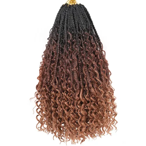 Miniatura 53 de Beverlee Goddess Box - Trenzas de ganchillo de 8 pulgadas, 8 paquetes de trenzas de ganchillo bohemias, extremos rizados, pelo sintético rizado