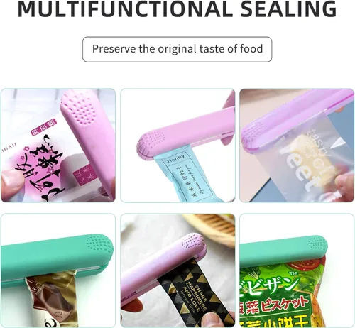 Miniatura 5 de Paquete de 2 mini selladores térmicos para bolsas, sellador de alimentos de mano para almacenamiento de alimentos, máquina selladora térmica
