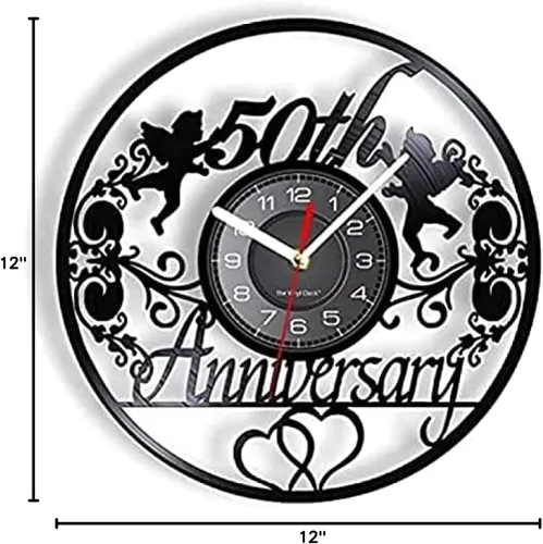 Miniatura 9 de Reloj de pared 50 aniversario Reloj de pared Ángeles Corona Retro Disco de vinilo Reloj de pared 50 años Matrimonio Boda Regalo de Álbum de Música
