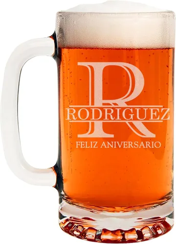 Miniatura 28 de Taza de cerveza de vidrio con monograma grabado de 16 onzas (letra B), regalos de cerveza personalizados de la A-Z para hombres, Día del Padre