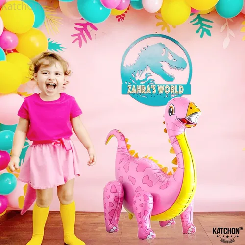 Miniatura 9 de KatchOn, Combo de globos grandes de dinosaurio rosa, 35 pulgadas, paquete de 3, globos de dinosaurio rosa 3D para fiesta de cumpleaños, globos
