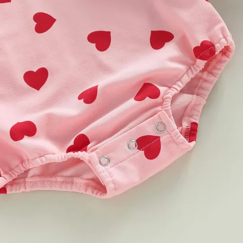 Miniatura 118 de SOLILOQUY Traje de manga larga con cuello redondo para el primer día de San Valentín para bebé niño y niña, mameluco de corazón de amor