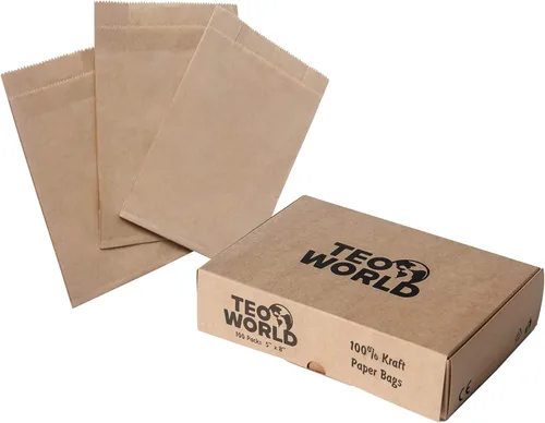 bags Paquete de 100 unidades de papel kraft 100% marrón, 5 x 8 x 2 pulgadas, tarjeta de regalo, dulces, galletas, dona, manualidades, recuerdo de