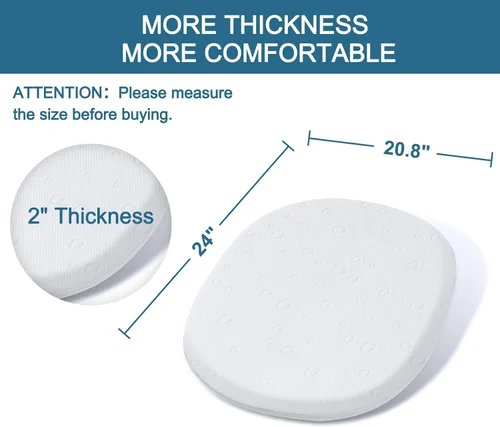 Miniatura 2 de Colchón de moisés para bebé, 24" x 20.8" x 2" colchón de espuma viscoelástica de gel de doble cara con funda suave transpirable extraíble que se