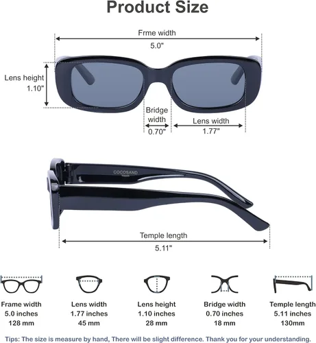 Miniatura 6 de COCOSAND Lentes de sol polarizados para niños, retro, rectangulares, hipster, para adolescentes, jóvenes, niños y niñas de 8 a 12 años