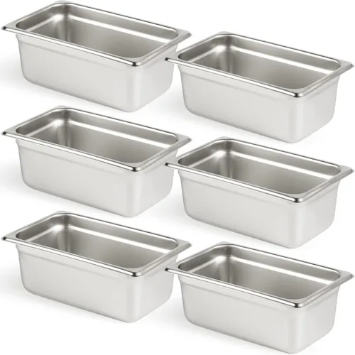 Miniatura 23 de CURTA Paquete de 6 sartenes antiatascos para hotel, tamaño 1/6 de 6 pulgadas de profundidad, bandeja comercial NSF de acero inoxidable 18/8