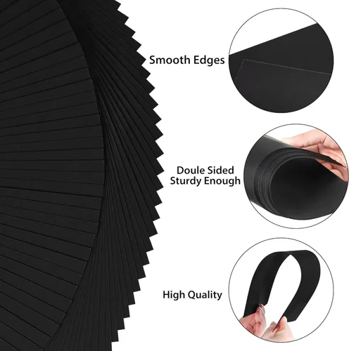 Miniatura 3 de 200 hojas de papel kraft negro para envolver envíos, papel de construcción negro grande de 18 x 24 pulgadas, para dibujo, hojas de estraza