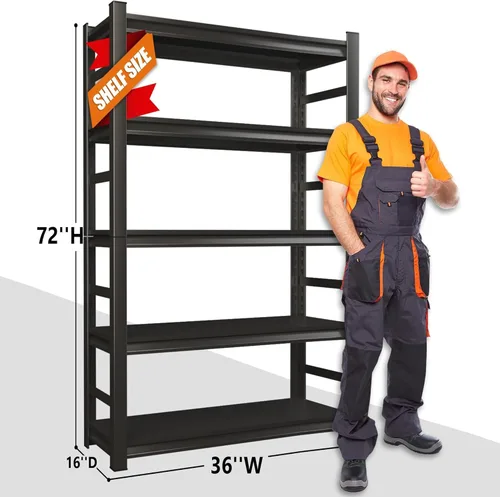Miniatura 3 de Estantes de almacenamiento resistentes, estantería de metal de 5 niveles, estantes de acero ajustables, estantería de metal industrial, para taller