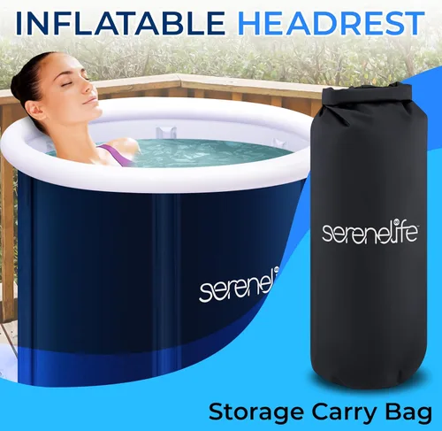 Miniatura 4 de SereneLife Bañera de inmersión fría inflable aislada – Tina de baño de hielo para una persona con tapa, cápsula de relajación de inmersión fría