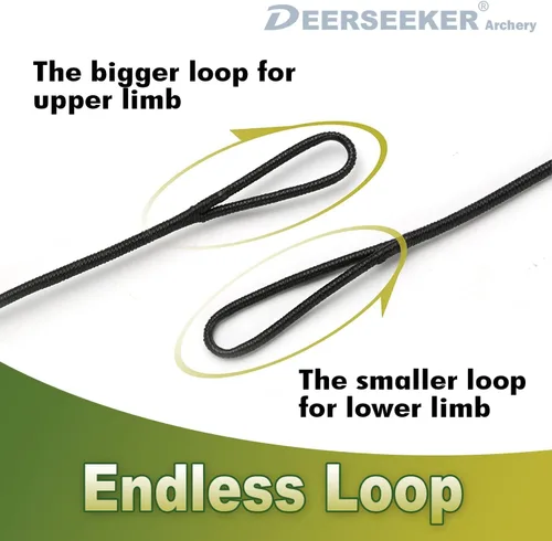 Miniatura 3 de Juego de cuerdas de arco Deerseeker para tiro con arco con 2 puntos de nocking, cuerda de arco recurva Dacron de repuesto de 12, 14, 16 hebras