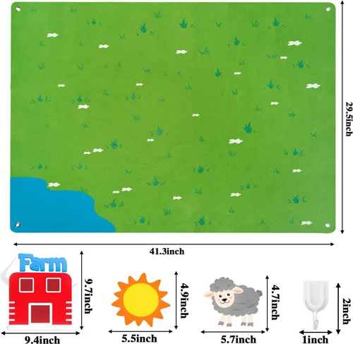 Miniatura 2 de WATINC Juego de tablas de fieltro de animales de granja para niños pequeños, 38 piezas de 3.5 pies de franela preescolar narración de historias