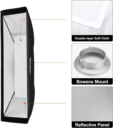 Miniatura 4 de Godox Caja de luz de rejilla Honeycomd de abeja de 13 x 63 pulgadas con anillo de velocidad de montaje Bowens compatible con Godox Studio Flash