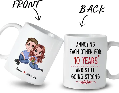 Miniatura 2 de Gossby Taza personalizada para parejas, regalo personalizado para esposa, novia, marido, novio con diseño, nombre, año, San Valentín, aniversario