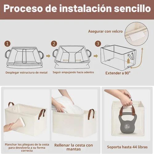 Miniatura 4 de CHICVITA - Contenedores de almacenamiento para estantes, contenedores de armario para organización, cestas de almacenamiento plegables para toallas