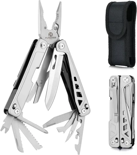 FLYHOMES Multiherramienta, alicates multiherramientas 19 en 1 con tijeras, clip de bolsillo, destornillador... Regalo para hombres, profesional para