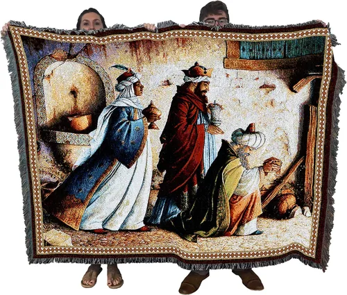 Miniatura 11 de Pure Country Weavers - Cobija con flecos de algodón, tejida, 72 x 54, flores de Navidad, fabricada en EE.UU.