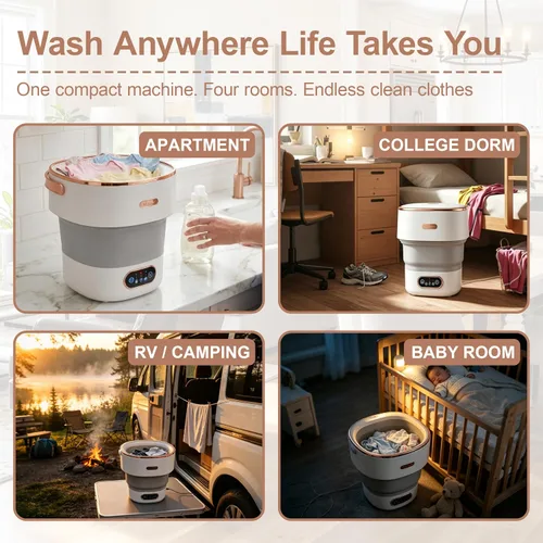 Miniatura 6 de Portable Washing Machine 20L, Foldable Mini Washer & Spin Dryer combo with 3 Modes, small laundry machine for RV, Camping, Dorm, Apartment, Travel