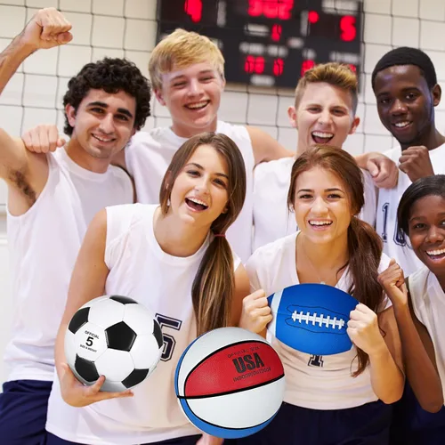 Miniatura 5 de Sratte Juego de 3 pelotas deportivas para adolescentes y adultos, incluyendo tamaño oficial, fútbol, baloncesto, fútbol con bomba y bolsa