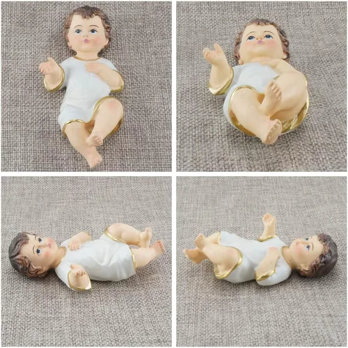 Miniatura 4 de Figurilla de resina del Niño Jesús en tela sagrada - Estatua coleccionable de la Natividad y regalos de fe sagrada (2.4 pulgadas)