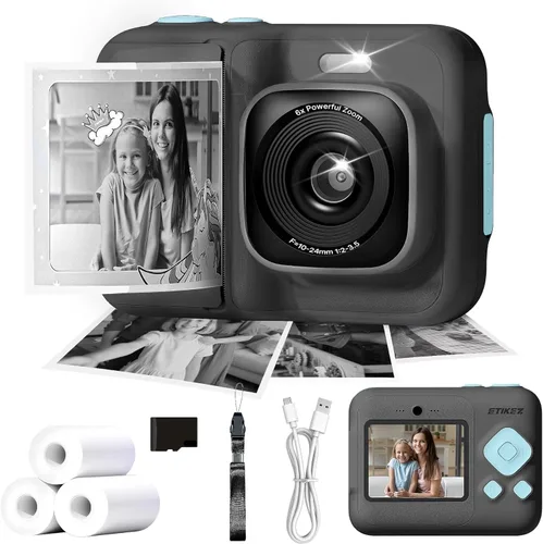 Cámara para niños, cámara de impresión digital instantánea de 1080P para niños, regalos de Navidad y cumpleaños para niñas y niños de 4, 5, 6, 7, 8,