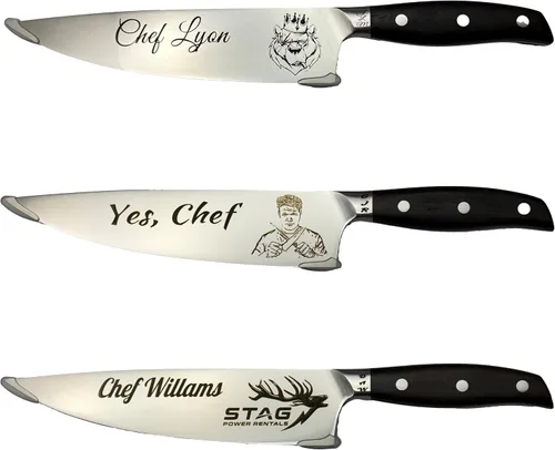 Miniatura 2 de Cuchillo de chef personalizado, cuchillo de chef personalizado de 8 pulgadas, foto grabada, logotipo o ilustración, acero alemán 1.4116, cocina