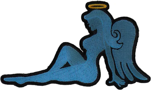 Parche de niña ángel azul – 4 x 2.6 pulgadas – Parche bordado para planchar (P6150)