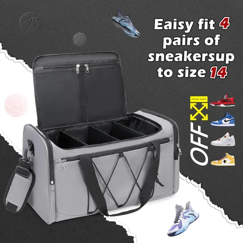 Miniatura 3 de Bolsa de lona para tenis para viajes, Gris