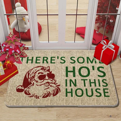 Miniatura 5 de GAGEC Tapete de Navidad para exteriores, con texto en inglés "There Some OH's in The House", divertido tapete de entrada para puerta de invierno