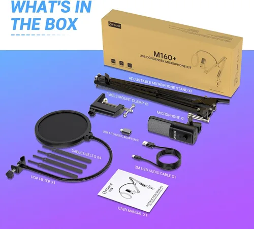 Miniatura 7 de FDUCE Micrófono USB para juegos RGB, micrófono condensador con silencio, ganancia, monitoreo, brazo de boom para transmisión, podcast, Twitch