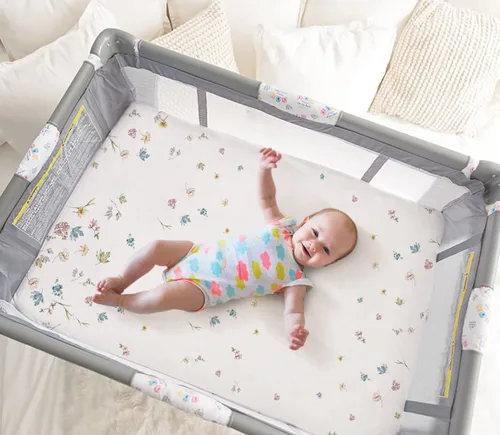 Miniatura 6 de TotAha Sábanas Premium Elásticas para Corral de Juegos Pack N Play Sábanas para Minicuna (Paquete de 2) - Hipoalergénicas, Comodidad Sedosa, Flor