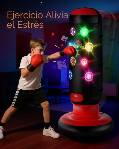Miniatura 4 de HopeRock Punching Bag for Kids, Boxing Set with Scoring, Light, Music, 4 Game Modes, Inflatable Boxing Bag with Gloves, Birthday Gifts Toys for
