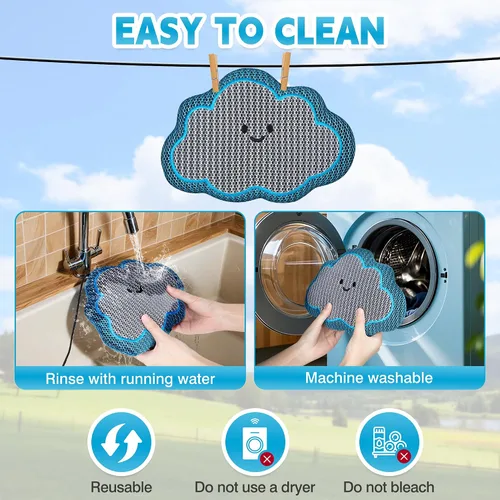 Miniatura 6 de Cloud - Absorbedor de espuma para bañera de hidromasaje, esponja flotante reutilizable y removedor de aceite con correa opcional, bonita esponja