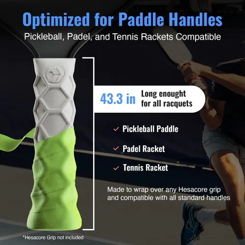 Miniatura 2 de Hesacore Hesatac Cinta de Sobreagarre – para Pickleball, Pádel y Tenis – Hecha para Agarres Hesacore – Absorbe el Sudor, Suave, Antideslizante