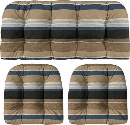 Miniatura 29 de RSH DECOR: Sunbrella 3-Piece Tufted Wicker Cushion Set 44" x 22" & 22" x 22" Outdoor Loveseat & U-Shaped Seat Cushions Crafted with