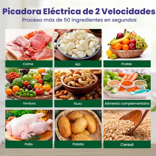Miniatura 6 de BUMET Procesador eléctrico de alimentos, picador de verduras de 500W, 2 tazones de 2x8 tazas, 2 bicapas, 4 cuchillas, picadora de alimentos pequeña