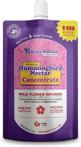sweet-seed Néctar de colibrí, concentrado (8.5 onzas), hace 3 veces el volumen, prolonga la vida útil del néctar para comederos de colibríes