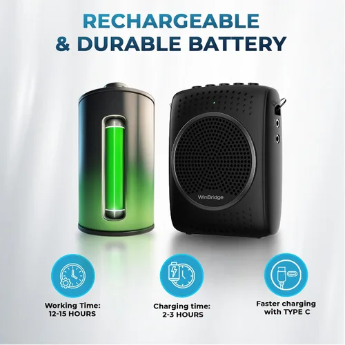 Miniatura 7 de Juego de micrófono y altavoz de voz ultra portátil, mini altavoz con 2 micrófonos, amplificador recargable con micrófono Lavalier/Auriculares