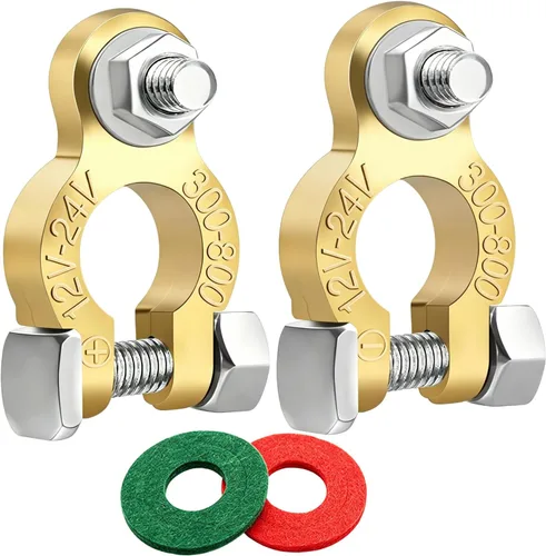 Conectores de terminales de batería de latón Tnisesm con anticorrosión, terminales de batería M8 x 16mm con perno, juego de abrazaderas de