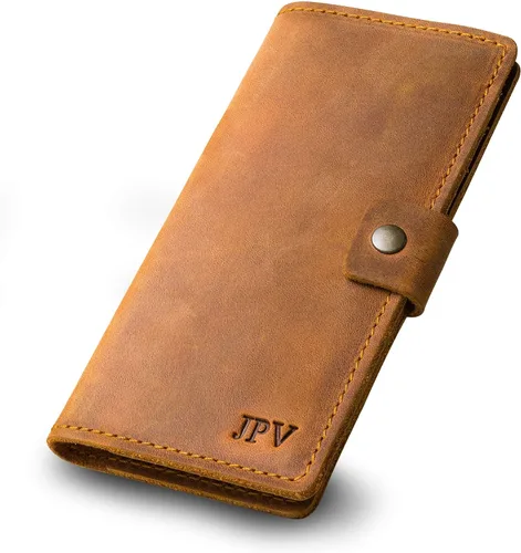Miniatura 13 de PEGAI Fundas de cuero personalizadas hechas a mano para chequera personal Funda y cartera de cuero 100% envejecido Funda de chequera de negocios