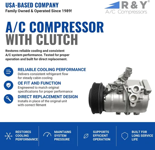 Miniatura 2 de Compresor de CA RYC y embrague de A/C GG395 (se adapta a Toyota Tundra 4.7L 2000, 2001, 2002, 2003, 2004, 2005, 2006)