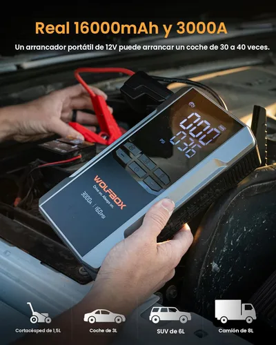 Miniatura 3 de WOLFBOX Arrancador de 3000 A con compresor de aire, batería portátil de coche de 59.2 Why 160 PSI con carga rápida de 65 W, batería de 12 V