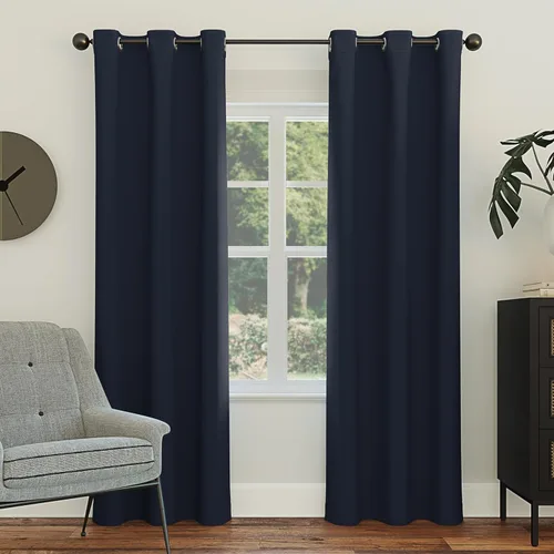 Sun Zero Easton - Cortina opaca con ojales, ahorro de energía, 84 x 40 pulgadas, color azul marino