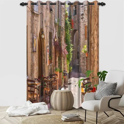 Miniatura 153 de Cortinas japonesas con pintura de tinta, monte Fuji, sol rojo, puesta de sol, hojas de bambú, cortinas de ventana para dormitorio, sala de estar