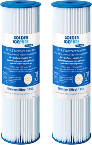 GOLDEN ICEPURE Filtro de agua plisado de sedimentos para toda la casa de 5 micrones, de 20 x 4.5 pulgadas, compatible con ECP5-BB, AP810-2, HDC3001,