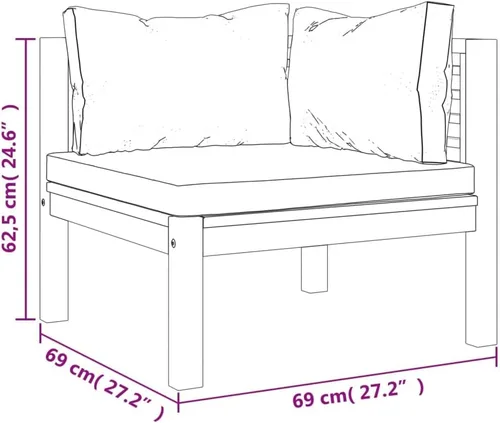Miniatura 2 de Garden Lounge Set Cream Brown, 2-Seater Patio Sofa with Cushions, Acacia Wood Outdoor Furniture for Garden, Patio, Balcony, Weather-Resistant Modern