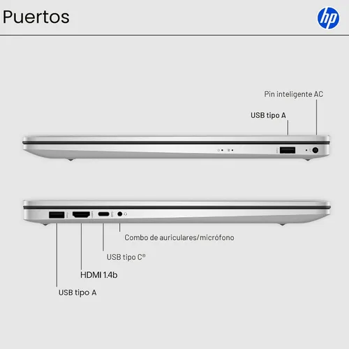 Miniatura 8 de HP portátil de 17.3 pulgadas, pantalla HD+, AMD Ryzen 5 7520U, 16 GB de RAM, SSD de 512 GB, gráficos AMD Radeon, Windows 11 Home, color plata