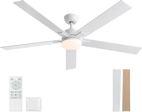 Miniatura 16 de Ventiladores de techo de 42 pulgadas con luces y control remoto, ventilador de techo de níquel cepillado, motor CC reversible de 6 velocidades, LED