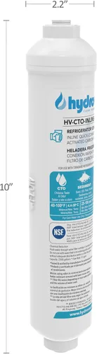 Miniatura 2 de HYDROVOS Filtro de agua en línea para refrigerador, máquina de hielo, sistema de ósmosis inversa, conexión rápida a presión de 1/4 pulgadas, filtro