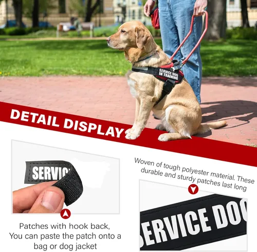 Miniatura 4 de Paquete de 2 parches para perros de servicio, parche de chaleco negro para perro en entrenamiento, parches de arnés para perros extraíbles