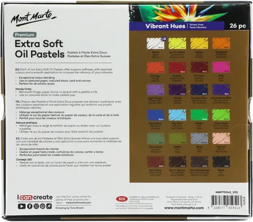 Miniatura 6 de Mont Marte Pasteles al óleo extrasuaves, colores brillantes surtidos, vibrantes y mantecosos, versátiles para mezclar, capas y sombreado, ideales